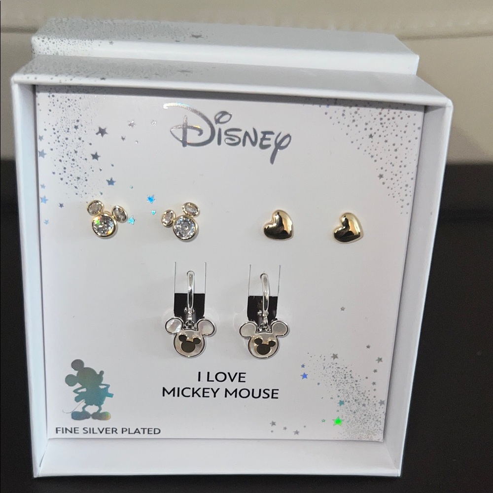 Disney I Love Mickey Mouse Silver and Gold Plated Earrings